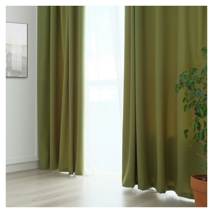 Штора портьерная "Этель" ширина 135 см, высота 250 см, цвет фисташковый, матовая  Этель