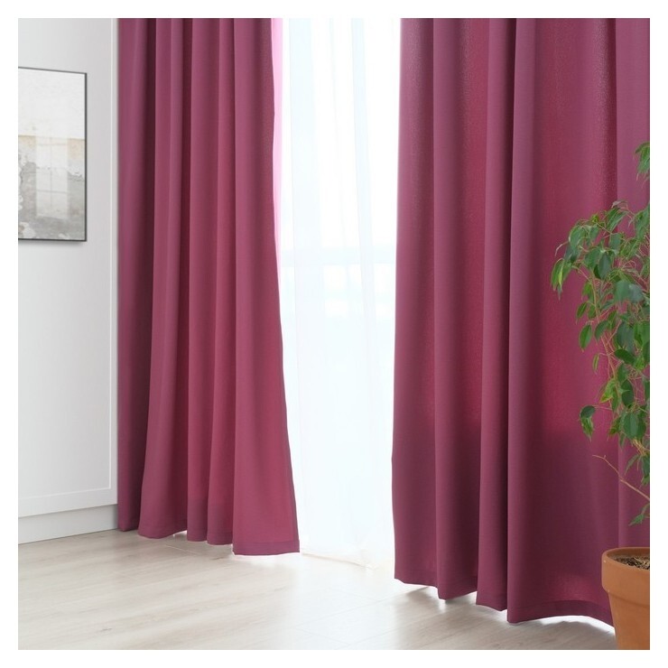 Штора портьерная "Этель" ширина 135 см, высота 250 см, цвет фиолетовый, матовая  Этель