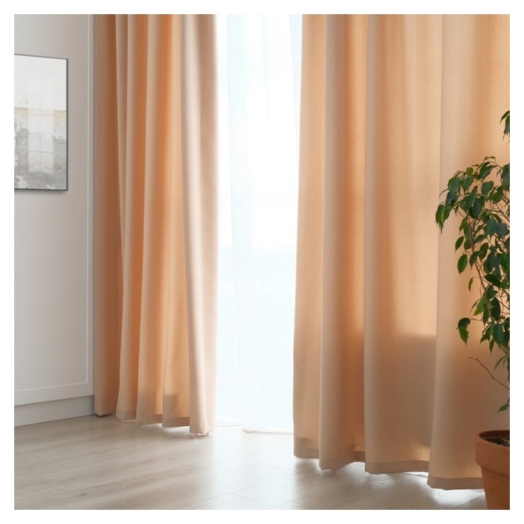 Штора портьерная "Этель" ширина 135 см, высота 250 см, цвет светло-бежевый, матовая  Этель