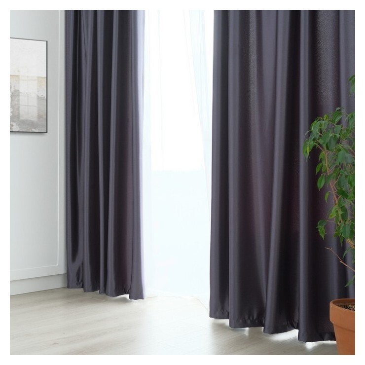 Штора портьерная "Этель" ширина 135 см, высота 250 см, цвет серый, глянцевая  Этель