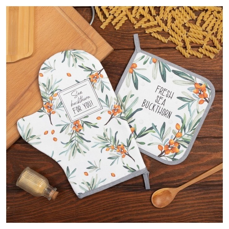 

Набор кухонный «Berry Garden», варежка-прихватка 20х28см, прихватка 19х19см, 100% хл