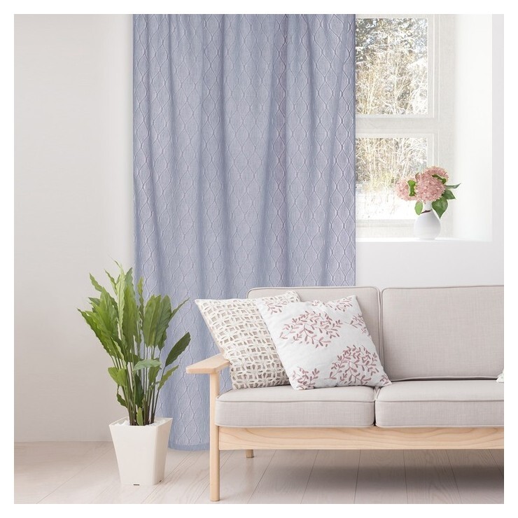 Штора портьерная этель «Плавные ромбы» 135х270 см, цвет синий  Этель
