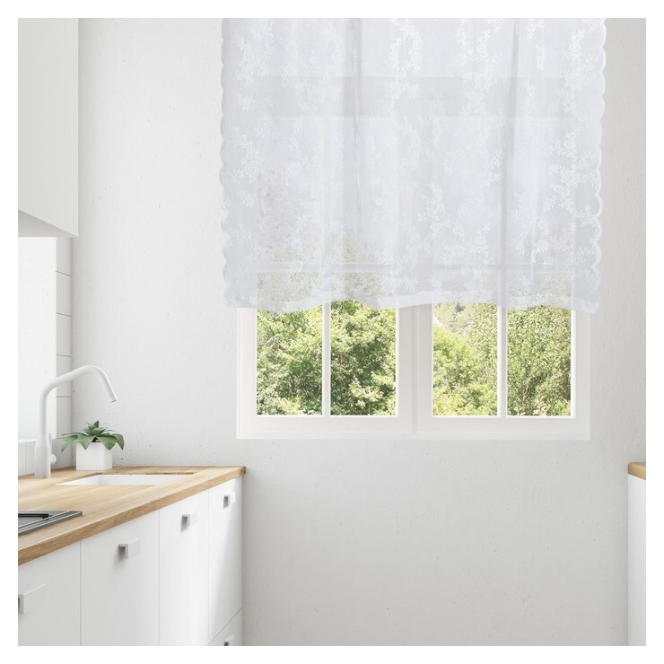 Тюль этель вдохновение,145*70 с фестоном, пл.70 г/м2，100% п/э  Этель