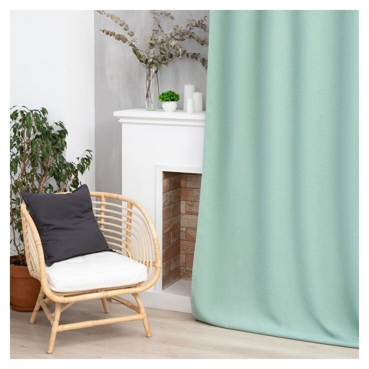 Штора портьерная этель «Структурная», цвет светло зелёный, на шторной ленте, 130х300 см, 100% п/э  Этель