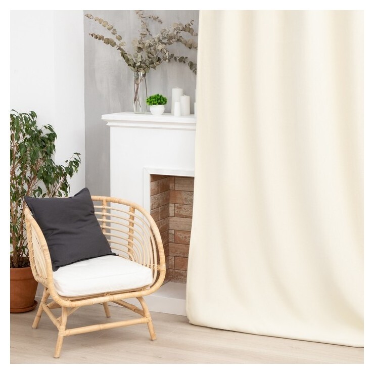 Штора портьерная этель «Структурная», цвет молочный, на шторной ленте, 130х300 см, 100% п/э  Этель