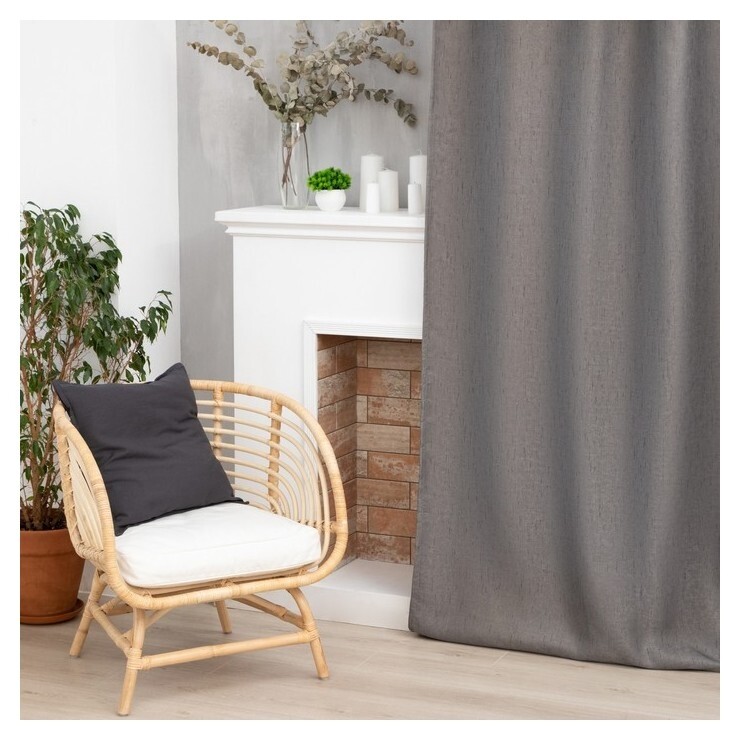 Штора портьерная этель «Классика», цвет тёмно бежевый, на шторной ленте, 145х265 см, 100% п/э  Этель