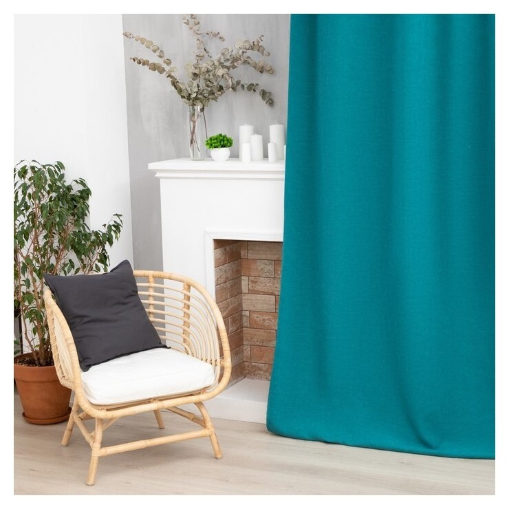 Штора портьерная этель «Структурная», цвет синий, на шторной ленте, 130х300 см, 100% п/э  Этель