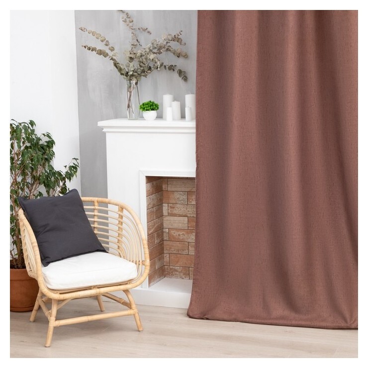 Штора портьерная этель «Классика» цвет коричневый, на шторн.ленте 145х265 см,100% п/э  Этель