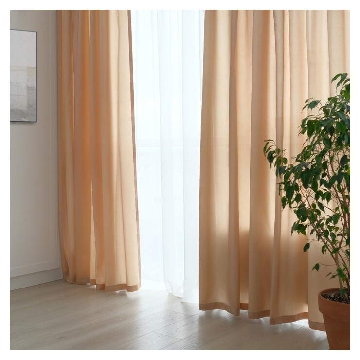 Штора портьерная "Этель" ширина 135 см, высота 250 см, цвет бежевый  Этель