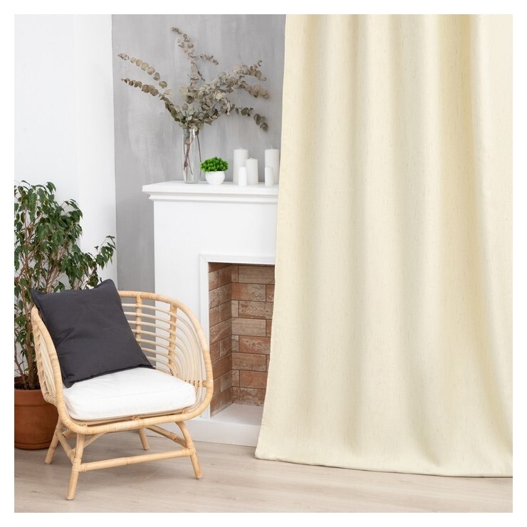 Штора портьерная этель «Классика» цвет светло бежевый, на шторн.ленте 145х265 см,100% п/э  Этель