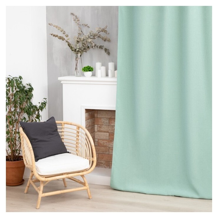 Штора портьерная этель «Структурная», цвет светло зелёный, на шторной ленте, 145х265 см, 100% п/э  Этель