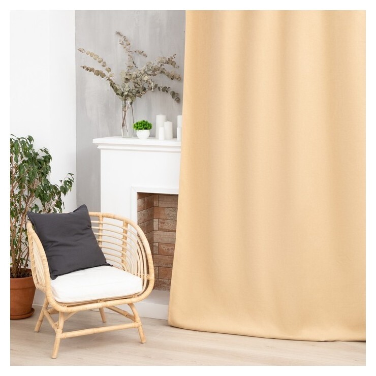 Штора портьерная этель «Структурная», цвет бежевый, на шторной ленте, 145х265 см, 100% п/э  Этель