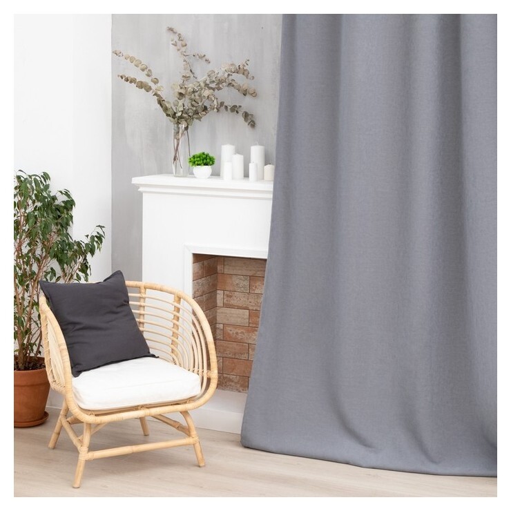 Штора портьерная этель «Структурная», цвет серый, на шторной ленте, 145х265 см, 100% п/э  Этель