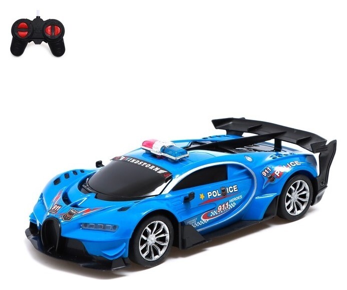 Машина радиоуправляемая «Полиция», работает от батареек, цвет синий  