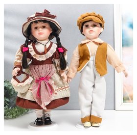 Кукла коллекционная парочка "Нина и олег, терракотовые наряды" набор 2 шт 40 см 