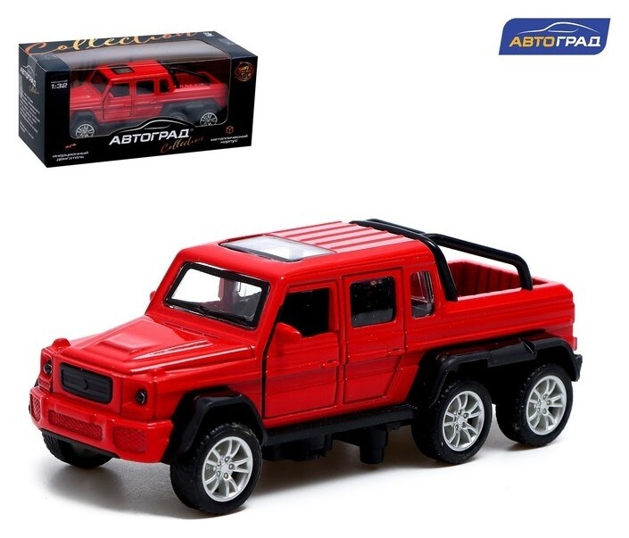 Машина металлическая «Джип 6x6», 1:32, инерция, цвет красный  Автоград