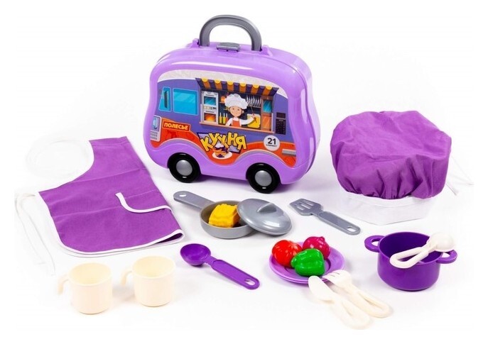 Набор детской посуды, в чемоданчике на колёсиках, 21 элемент  Полесье