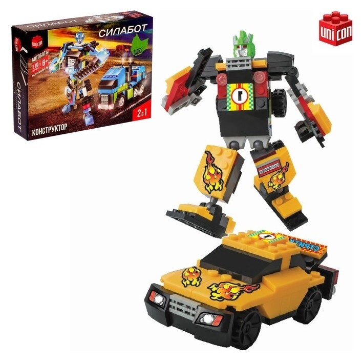Конструктор-трансформер «Стриткар», 82 детали, цвет жёлтый Unicon