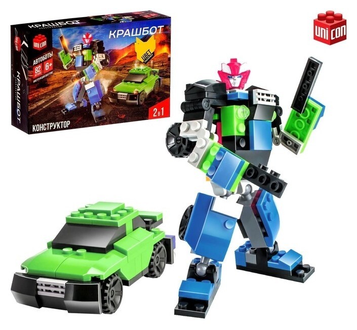 Конструктор-трансформер «Стриткар», 82 детали, цвет зелёный  Unicon