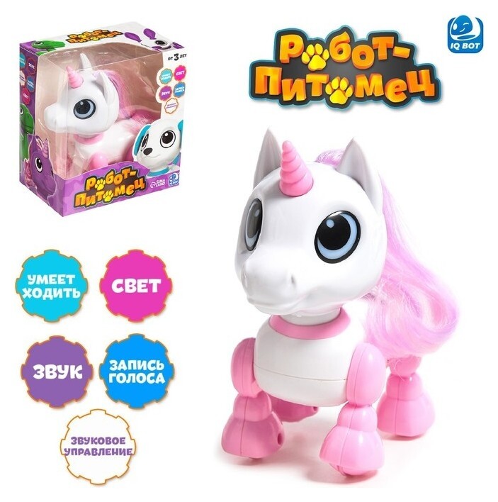 Робот-питомец «Единорожка», световые и звуковые эффекты, работает от батареек, цвет розовый  
