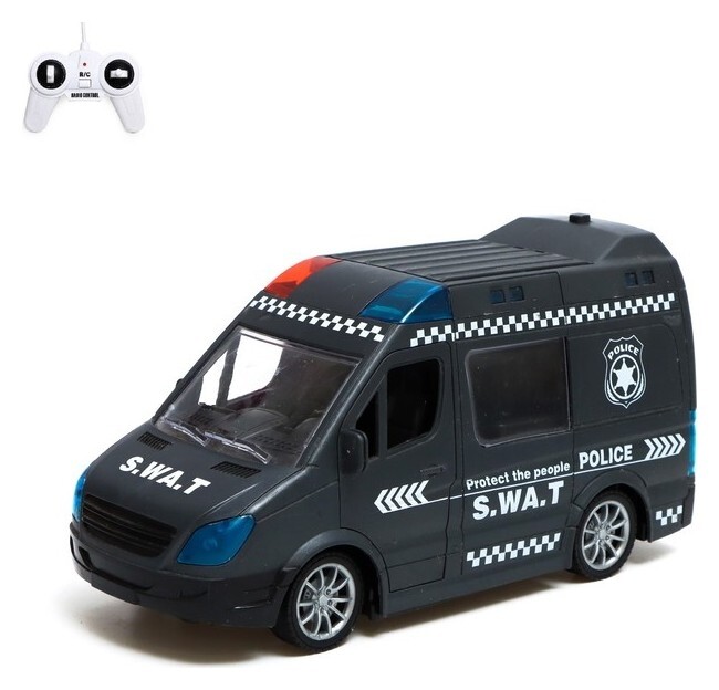 Машина радиоуправляемая «Спецназ», работает от батареек, свет и звук, цвет чёрный  