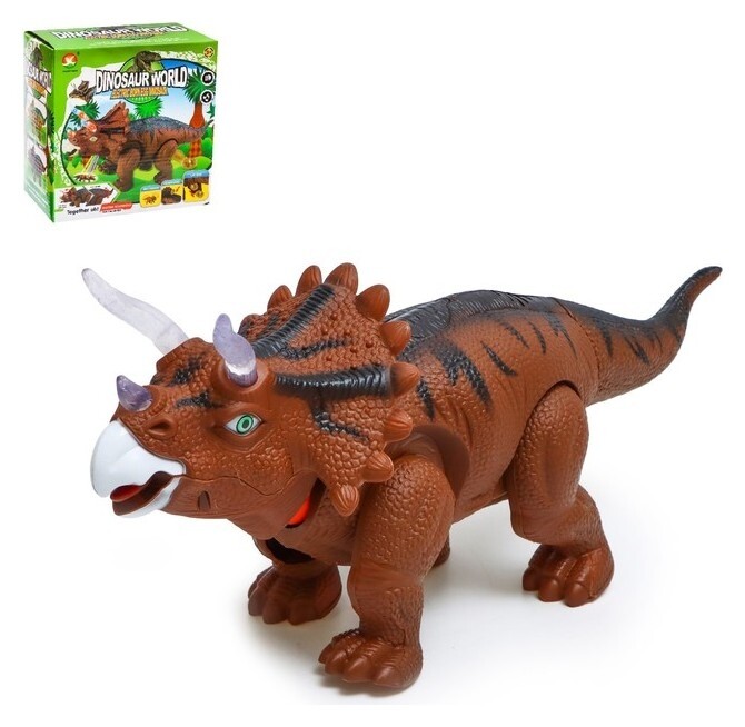 Динозавр «Трицератопс», откладывает яйца, проектор, свет и звук, цвет коричневый 