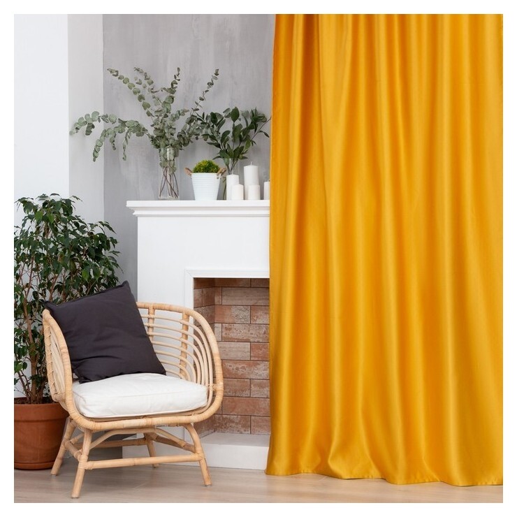 Штора портьерная этель "Штрихи" цв.желтый,на люверсах 145*260 см, 100% п/э  Этель