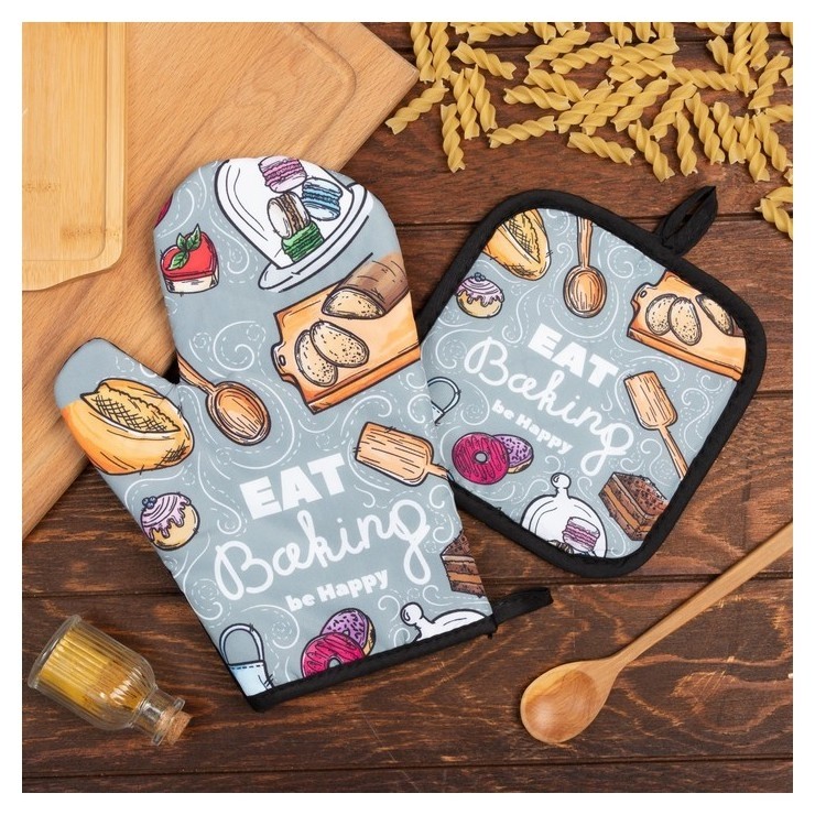 

Кухонный набор (2 предмета) этель Baking, прихватка 17х17 см, варежка 26х16 см, 100% п/э