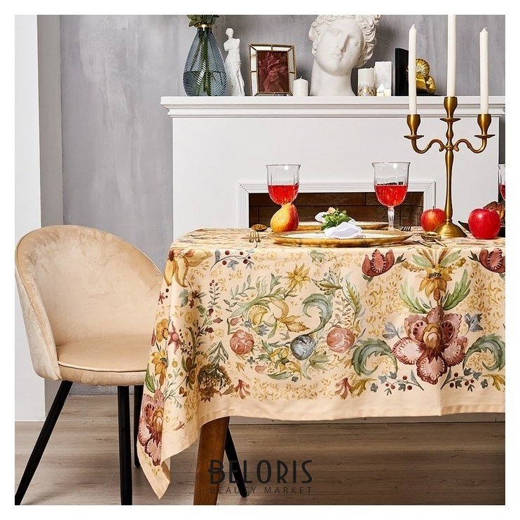 Набор столовый «Этель» Floral Pattern, скатерть 147x184 +/-2 см с гмво, салфетки 40х40 см - 8 шт Этель