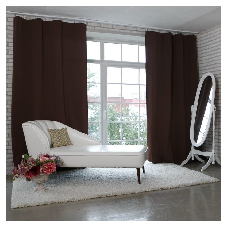 Штора портьерная "Этель" 220х280 см английский стиль шоколад,100% п/э  Этель