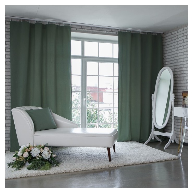 Штора портьерная "Этель" 220х280 см, английский стиль Sage светло-зелёный,100% п/э  Этель