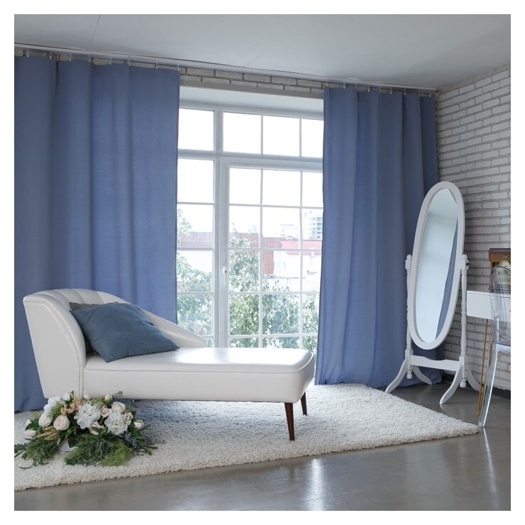 Штора портьерная этель 220х280 см «Английский стиль», цвет голубой,100% п/э  Этель