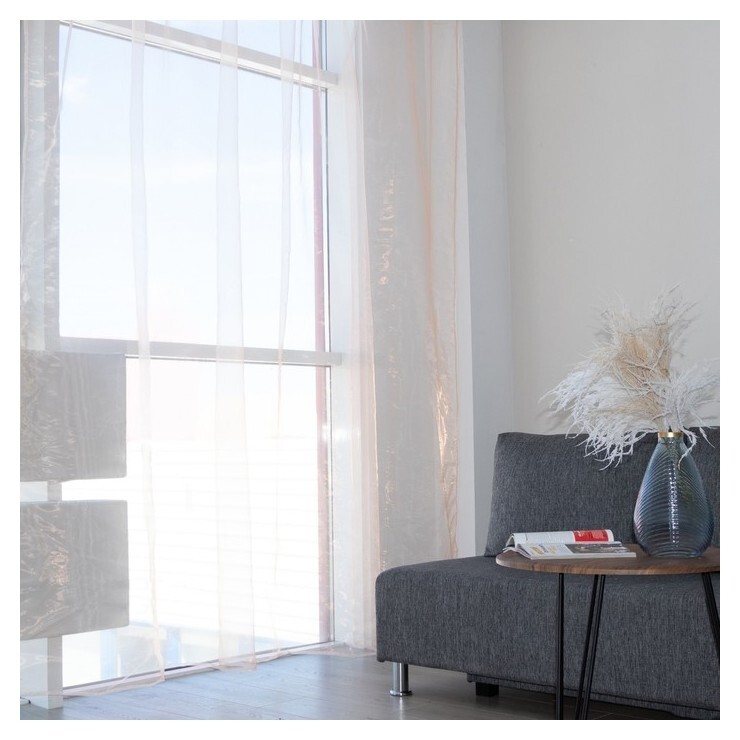 Штора органза 290х260 см, персиковый, 100% полиэстер  Belezza