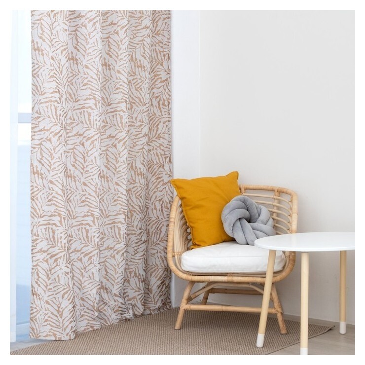 Штора портьерная этель «Элит» цвет бежевый, на шторной ленте 270х300 см, 150гр/м2, 100% п/э  Этель