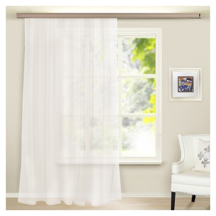 Штора органза 290х260 см, белый, 100% полиэстер  Belezza