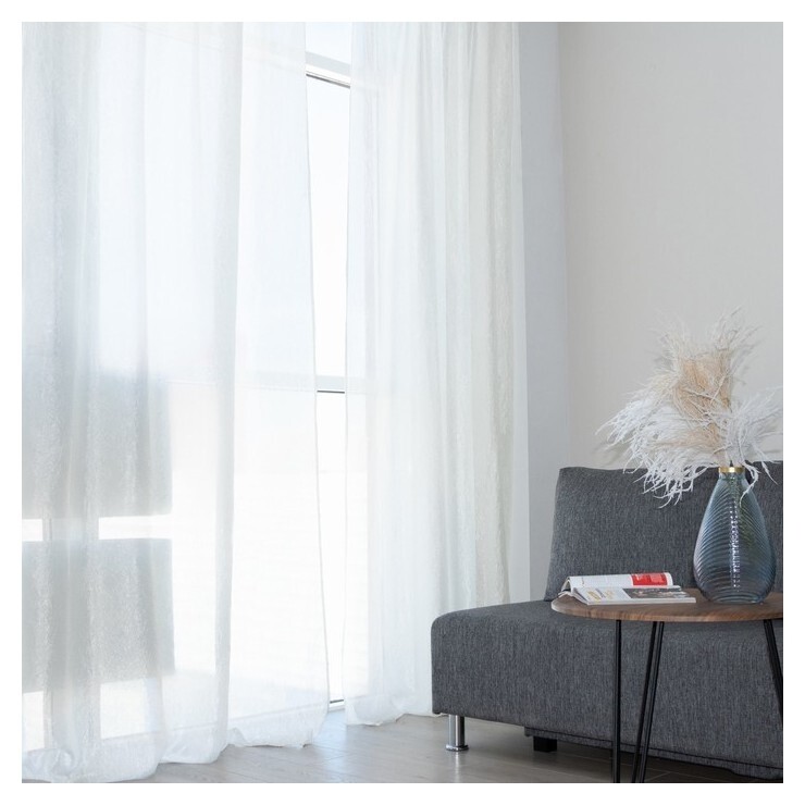 Штора тергалет 135х260 см - 2шт, светло-кремовая, 100% полиэстер  Belezza