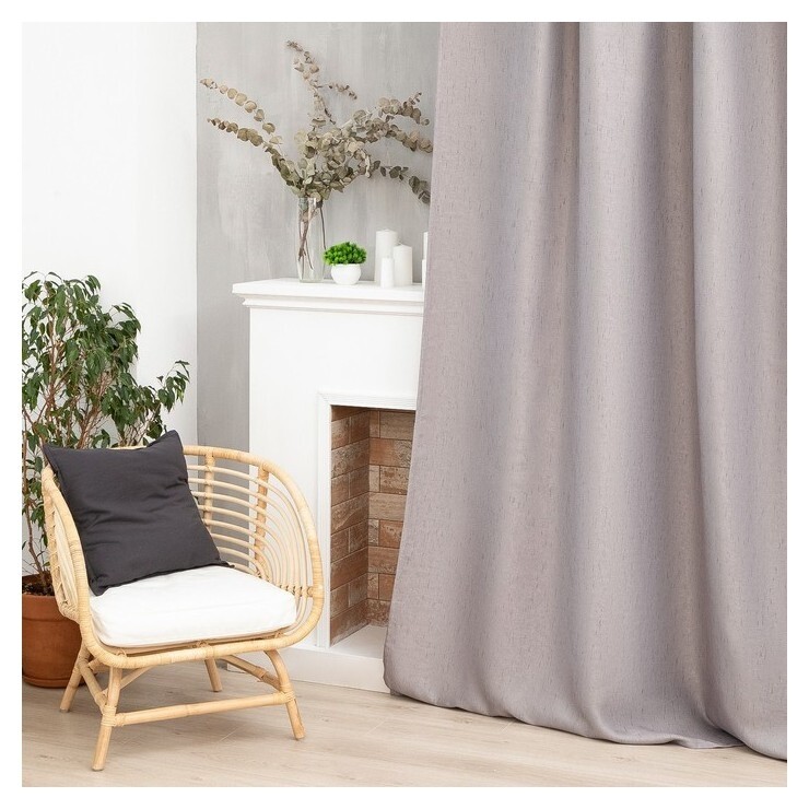 Штора портьерная этель «Классика» цвет серый, на шторн.ленте 145х265 см,100% п/э  Этель