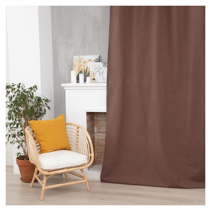 Штора этель, 150х270 см, коричневый, 100% хлопок  Этель