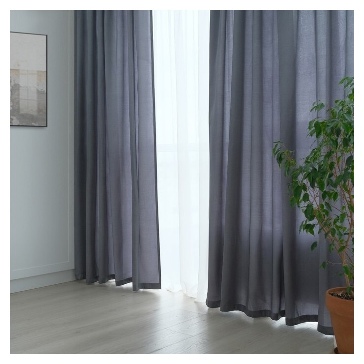 Штора портьерная "Этель" ширина 135 см, высота 250 см, цвет серый  Этель