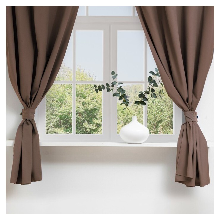 Комплект штор для кухни с подхватами этель Kitchen, цв. коричневый, 150х180 см - 2 шт  Этель