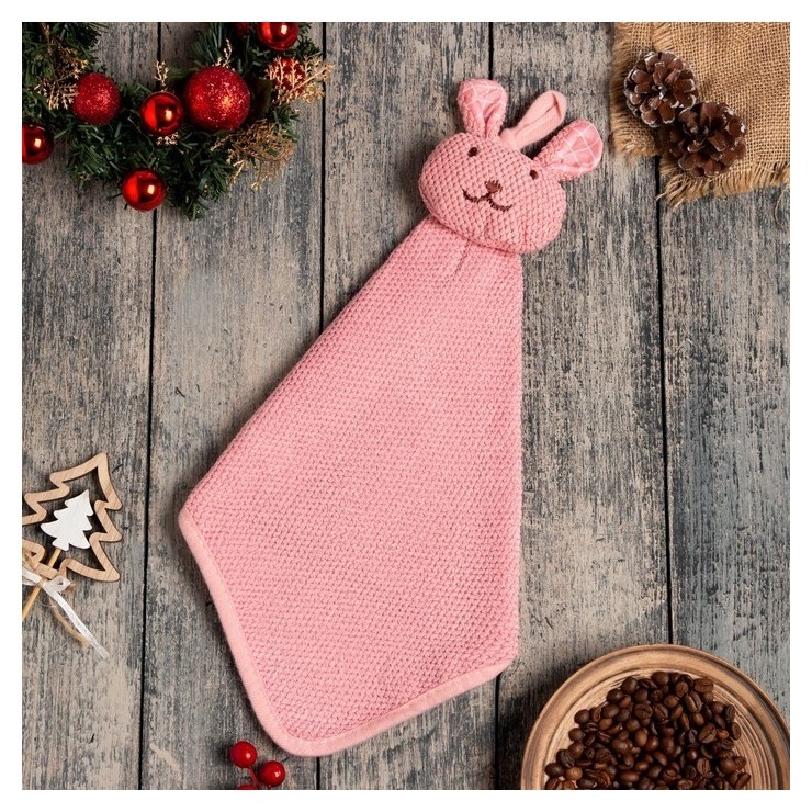 

Полотенце кухонное доляна "Заяц", цв. розовый 30*30 см 280гр/м2