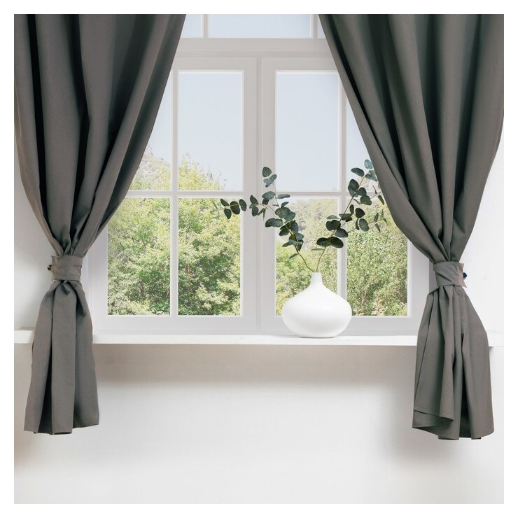 Комплект штор для кухни с подхватами этель Kitchen, цв. серый, 150х180 см - 2 шт  Этель