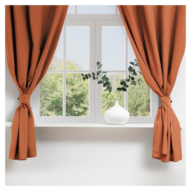 Комплект штор для кухни с подхватами этель Kitchen, цв. оранжевый, 150х180 см - 2 шт  Этель