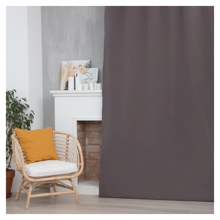 Штора этель, 150х270 см, серый, 100% хлопок  Этель