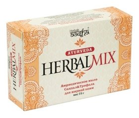 Аюрведическое мыло для жирной кожи лица и тела Сандал и Трифала HerbalMix Aasha Herbals