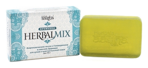 Аюрведическое мыло для сухой и чувствительной кожи лица и тела с Глицерином и маслом Дурвади HerbalMix