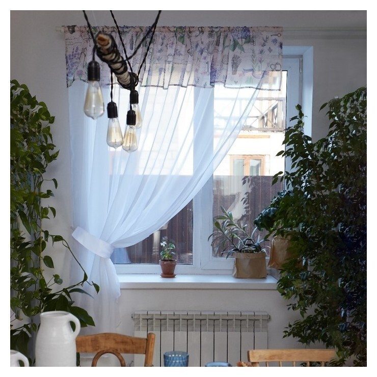 Тюль с подхватом и ламбрекеном "Магия прованса" 250х200см, 100% п/э, вуаль  Этель