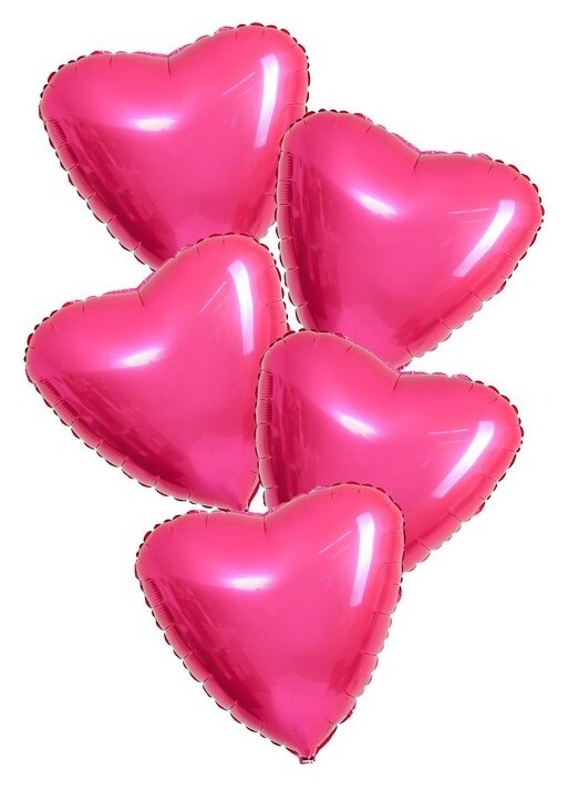 Шары фольгированные 19" «Сердца», набор 5 шт., пион  Leti