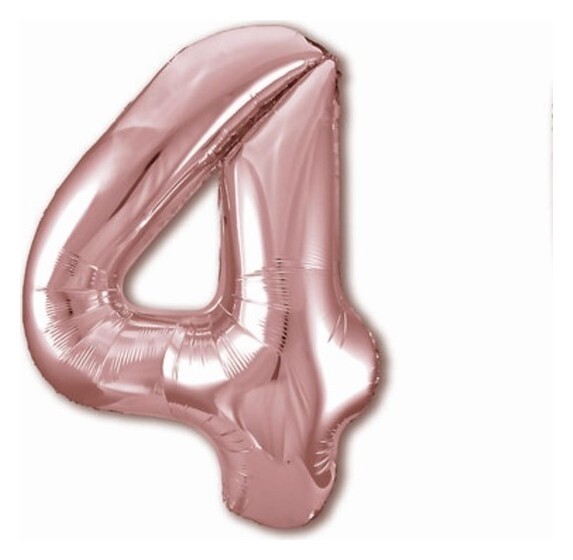 Шар фольгированный 40" «Цифра 4», цвет розовое золото Slim  Leti