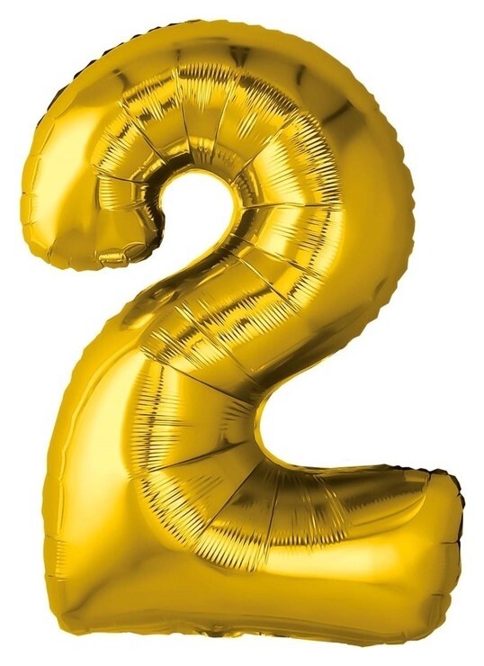 Шар фольгированный 32" «Цифра 2», золото  Leti